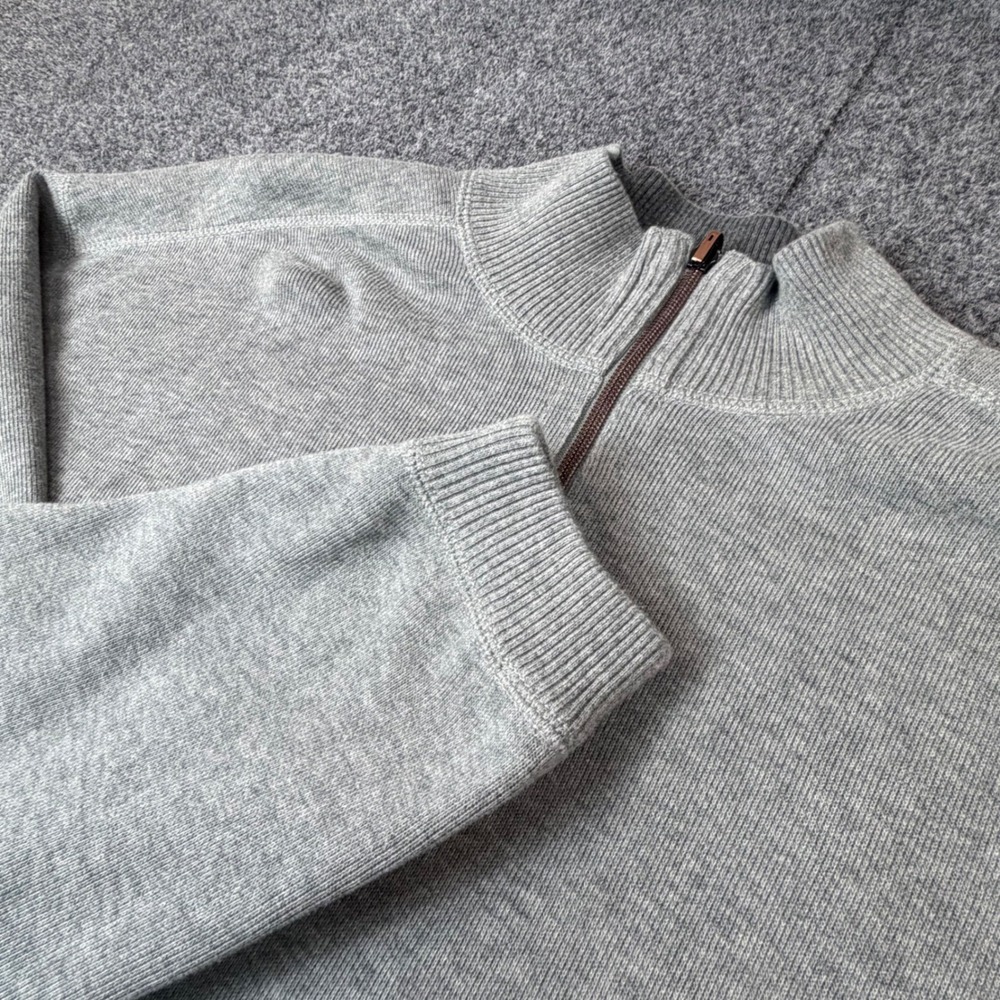 90s Tommy Bahama Mens Size XL Gray Cotton Half Zip Mock Neck Pullover‎ Sweater